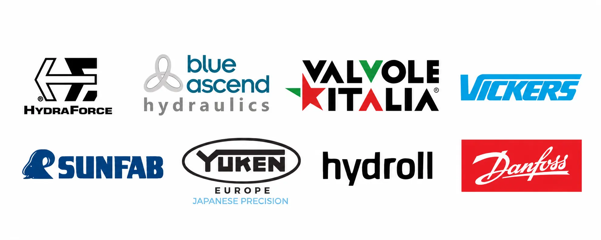 HydraForce, BlueAscend, Valvole Italia, Vickers, Sunfab, Yuken Europe, Hydroll, Danfoss